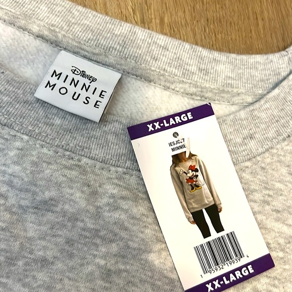 NWT Disney Minnie Mouse Chenille Graphic Hi-Low Split Hem Sweatshirt (XXL) - Picture 2 of 3